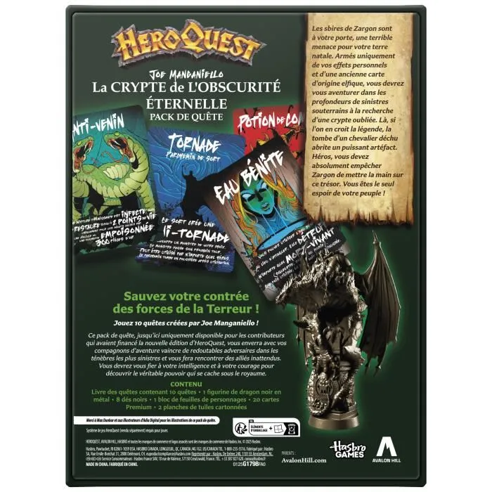 Hasbro Gaming HeroQuest - Pack de quête La crypte de l'obscurité éternelle, jeu de plateau et de rôle, nécessite le système HeroQuest, 2 à 5 joueurs, +14 ans