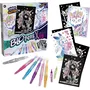 Lansay Blopens - Créatures pailletées - Set créatif avec 6 pochoirs animaux fantastiques et feutres aérographiques - À partir de 6 ans