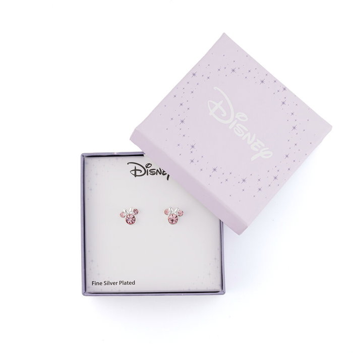 PEERS HARDY Boucles d'oreilles pendantes Minnie Disney en argent avec cristal rose