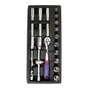 Workpro Jeu de cliquet et de douilles 3/8 pouce, 23 pièces, métrique