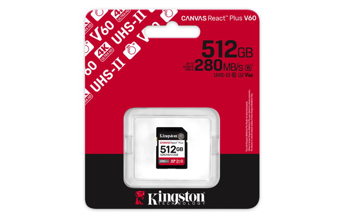 Kingston Carte SD Canvas React Plus 512 Go V60 Noir