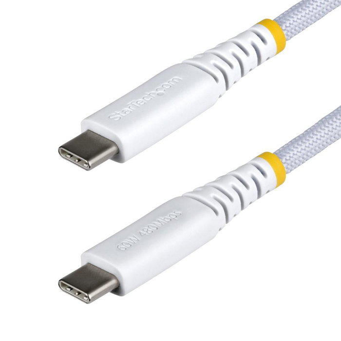 Startech USB2CC2MNCBRWH Câble USB Type C 2 m, Power Delivery 60W, Nylon tressé, Transfert de données USB 2.0, Blanc Startech USB2CC2MNCBRWH Câble USB Type C 2 m, Power Delivery 60W, Nylon tressé, Transfert de données USB 2.0, Blanc