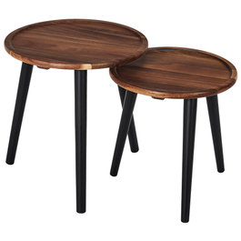 Home Deco Factory Ensemble de 2 Tables Nido Rondes en Acacia Rouge