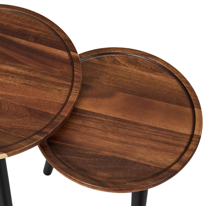 Home Deco Factory Ensemble de 2 Tables Nido Rondes en Acacia Rouge