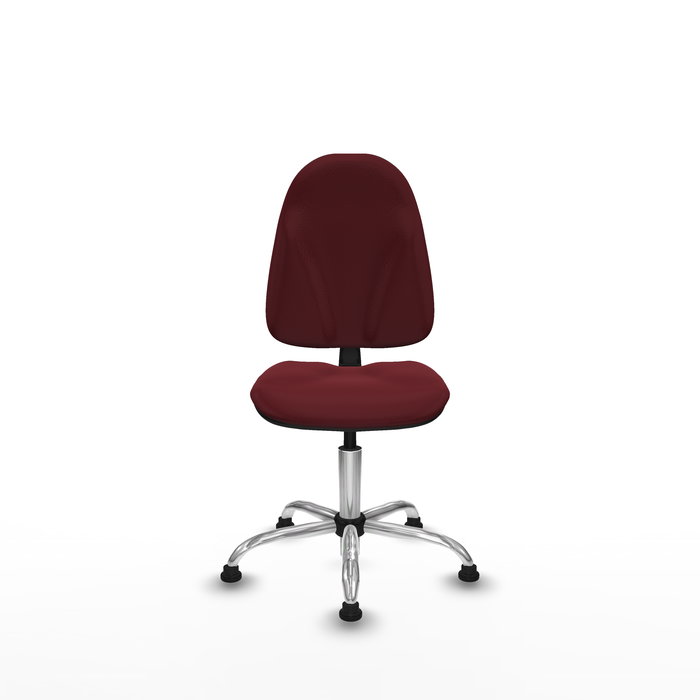 Chaise Algarra Contact permament de base Cuir écologique Bordeaux Structure chromée Sans accoudoirs Sans appui-tête Patins de chaises