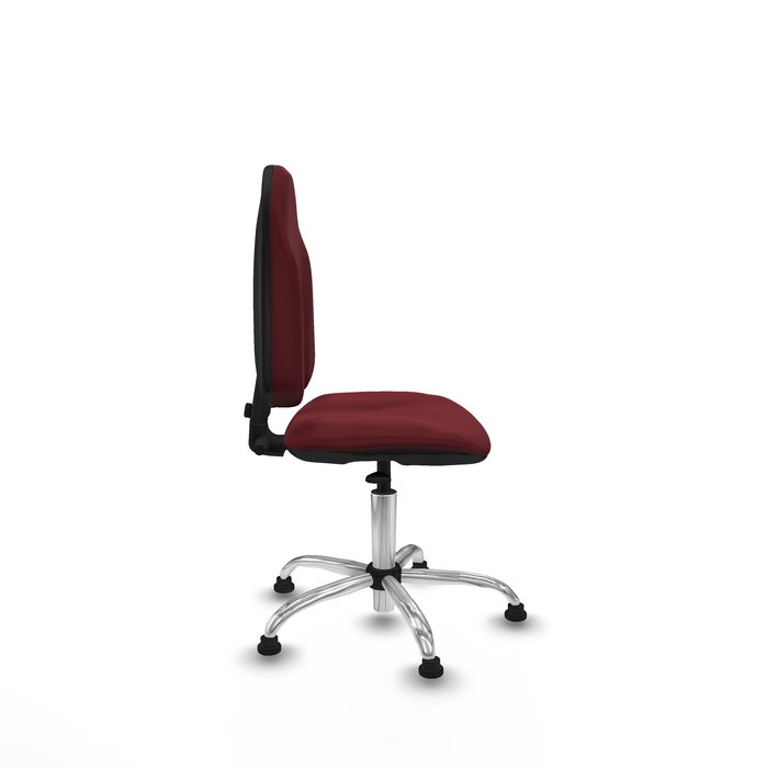 Chaise Algarra Contact permament de base Cuir écologique Bordeaux Structure chromée Sans accoudoirs Sans appui-tête Patins de chaises