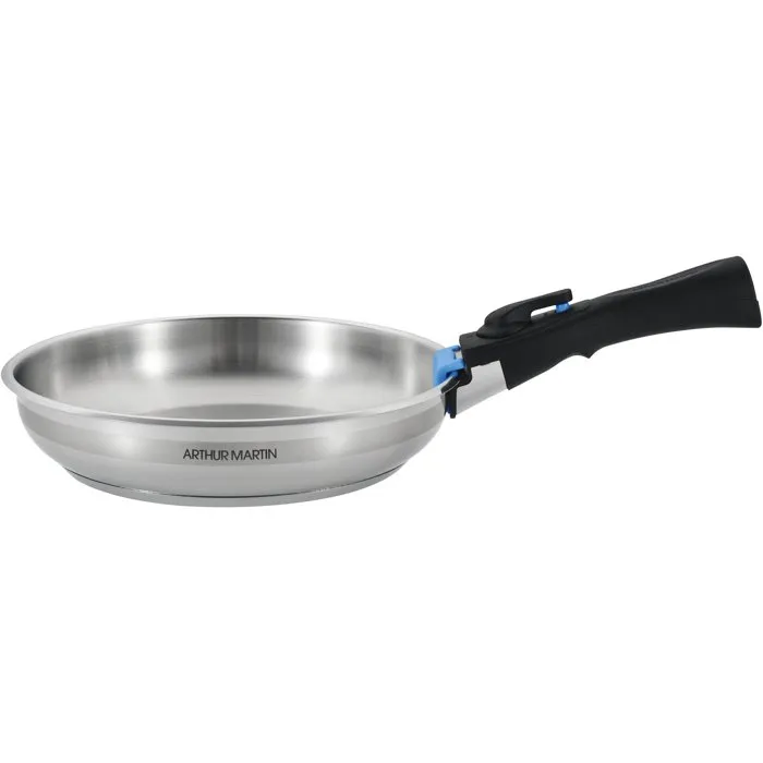 Arthur Martin AM2189 Batterie de cuisine induction 5 pièces en acier inoxydable 18/10 avec casserole graduée et poignées amovibles - Poêles 22 et 26 cm, casseroles 16 et 18 cm