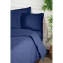 Parure de lit King - 1 housse de couette 240 x 220 cm + 2 taies d'oreiller 60 x 60 cm - 100% coton renforcé - Bleu saxo - Lavable machine - 155 fils
