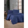 Parure de lit King - 1 housse de couette 240 x 220 cm + 2 taies d'oreiller 60 x 60 cm - 100% coton renforcé - Bleu saxo - Lavable machine - 155 fils
