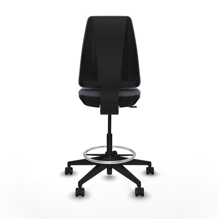 Tabouret Taburete Elche Contact permament de base Tissu Gris Base pyramidale noire Sans accoudoirs Sans appui-tête Roulettes 65mm nylon