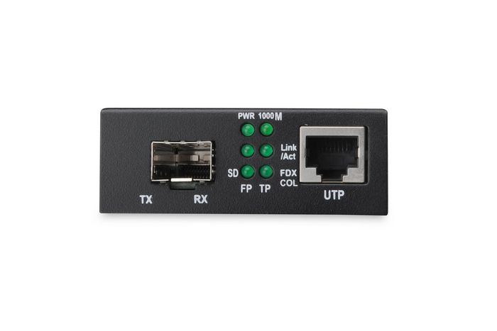 Digitus - Convertisseur de média Gigabit Ethernet autonome, port RJ45 vers slot SFP Open (sans module), portée jusqu'à 80 km
