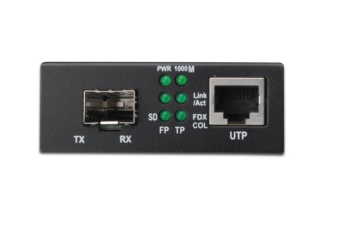 Digitus - Convertisseur de média Gigabit Ethernet autonome, port RJ45 vers slot SFP Open (sans module), portée jusqu'à 80 km