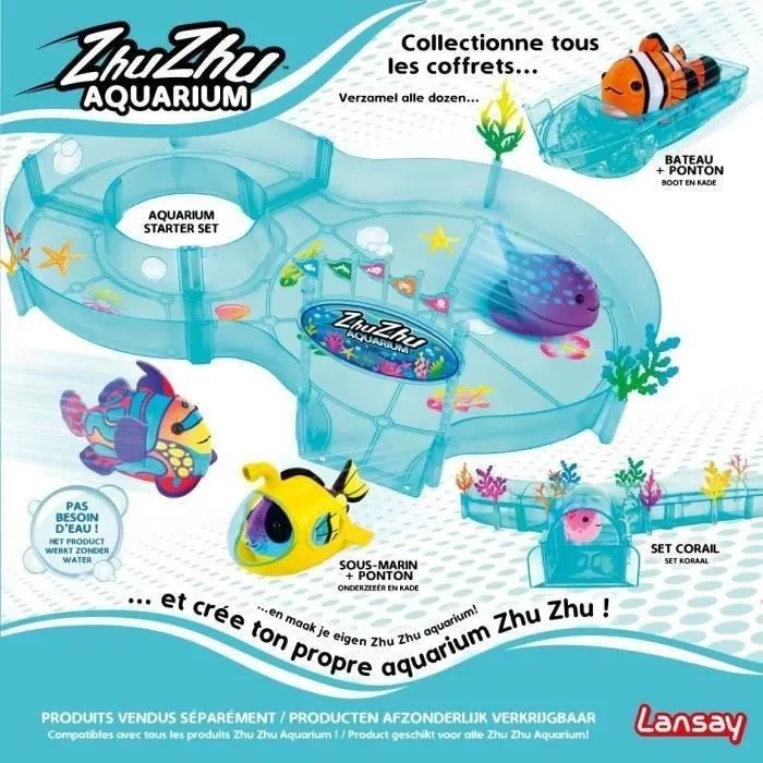 Lansay Zhu Zhu Aquarium 51001 - Aquarium miniature interactif avec planche de surf, jouet pour poissons, animaux de compagnie virtuels Lansay Zhu Zhu Aquarium 51001 - Aquarium miniature interactif avec planche de surf, jouet pour poissons, animaux de compagnie virtuels