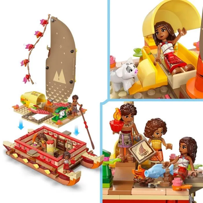 Lego Disney 43270 Bateau d'Aventure de Vaiana - Jeu de Construction pour Enfants de 6 Ans avec Coque Double et 3 Mini-Poupées