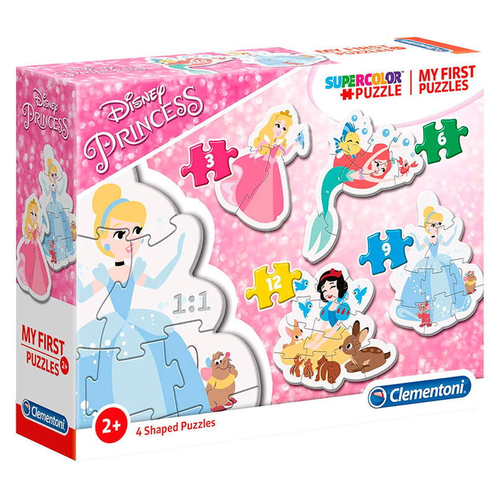 CLEMENTONI Mon Premier Puzzle Princesses Disney, 3-6-9-12 Pièces, Puzzle Enfant de 3 Ans et Plus