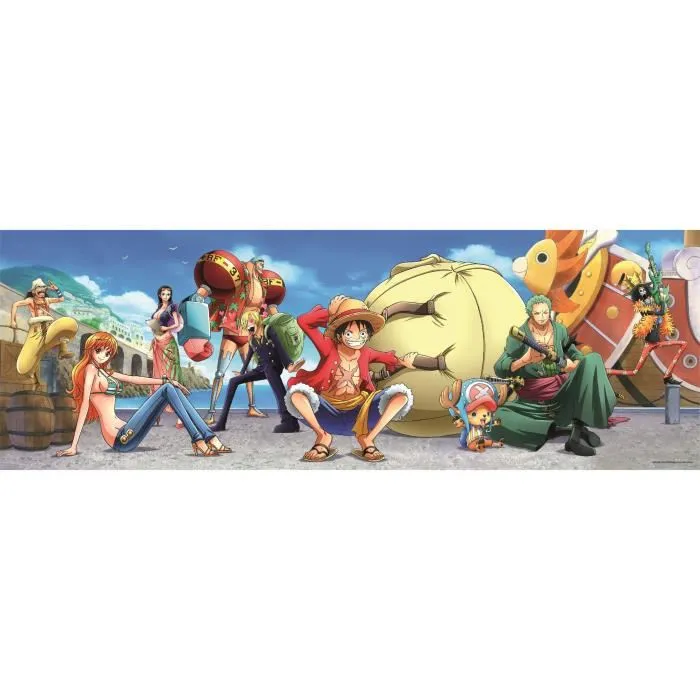 Clementoni - Puzzle 1000 Pièces Panorama - One Piece - 98 x 33 cm - Avec Poster - Boîte Compacte - À Partir de 10 Ans
