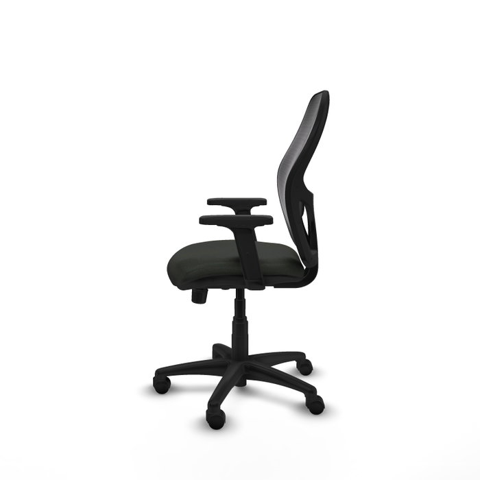 Chaise Alocén Synchro 3 positions Maille/tissu Noir Structure polyamide noire Accoudoir 2D Sans appui-tête Roulettes en nylon 50 mm