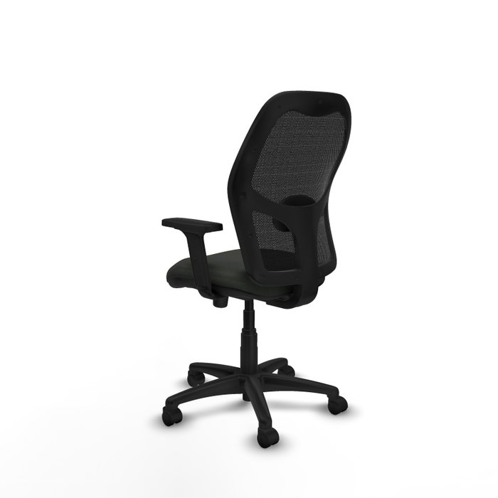 Chaise Alocén Synchro 3 positions Maille/tissu Noir Structure polyamide noire Accoudoir 2D Sans appui-tête Roulettes en nylon 50 mm
