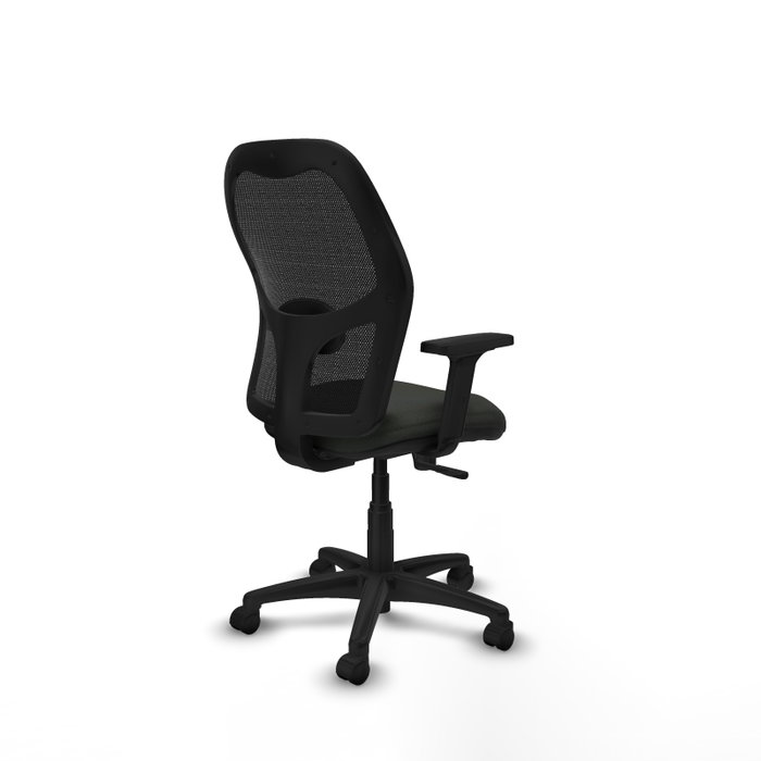 Chaise Alocén Synchro 3 positions Maille/tissu Noir Structure polyamide noire Accoudoir 2D Sans appui-tête Roulettes en nylon 50 mm