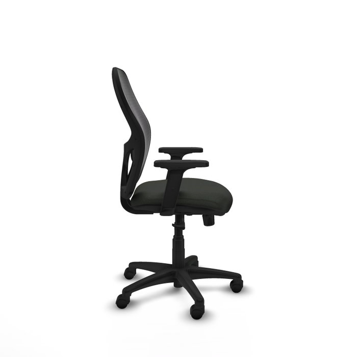 Chaise Alocén Synchro 3 positions Maille/tissu Noir Structure polyamide noire Accoudoir 2D Sans appui-tête Roulettes en nylon 50 mm