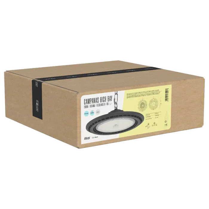 BX3 LIGHT Projecteur LED High Bay pour grands hauteurs 200W IP65 6000K blanc froid 120° avec dimming 0-10V (HVUFO200W-H-CW)