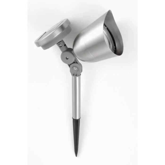 GALIX Spot Solaire Extérieur en Inox Brossé, 0.29W, 30 Lumens, 8h Autonomie, 3 LED, Batterie Ni-Mh, Interrupteur