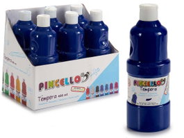 Peinture Tempera Pincello 400 ml Bleu Foncé - 6.5 x 18 x 6.5 cm (Set de 24)