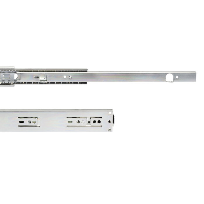 Emuca Jeu de coulisses à billes à sorties totale avec supports, hauteur 45mm, longueur 600mm, Acier, Zingué Emuca Jeu de coulisses à billes à sorties totale avec supports, hauteur 45mm, longueur 600mm, Acier, Zingué