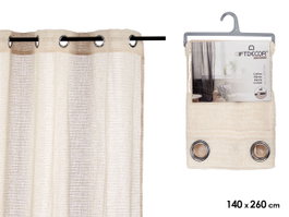 Giftdecor Cortina Visillo Beige 140x260 cm Voilage en Polyester (Set de 6)
