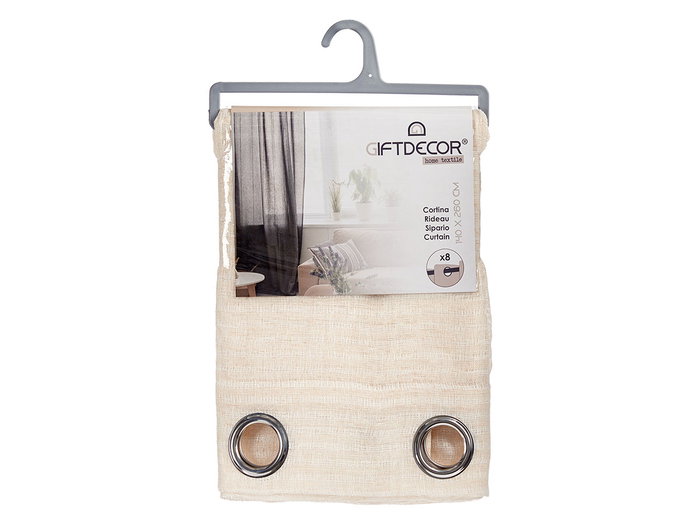 Giftdecor Cortina Visillo Beige 140x260 cm Voilage en Polyester (Set de 6)