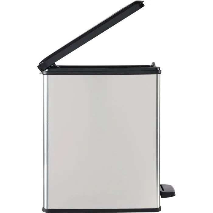Curver Poubelle Slim Bin 25 Litres Design Compact 41 x 27 x 55 cm Gris Métallisé - Pour Petits Espaces