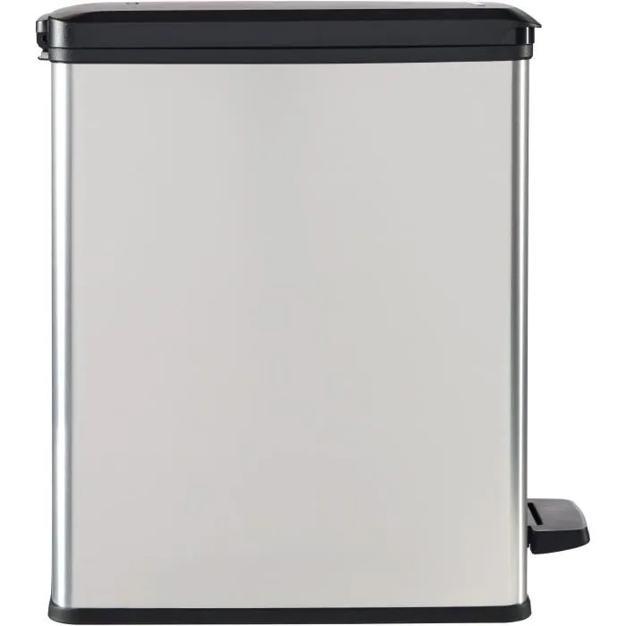 Curver Poubelle Slim Bin 25 Litres Design Compact 41 x 27 x 55 cm Gris Métallisé - Pour Petits Espaces