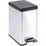 Curver Poubelle Slim Bin 25 Litres Design Compact 41 x 27 x 55 cm Gris Métallisé - Pour Petits Espaces