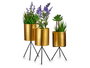 Giftdecor Lot de 3 Mini Jardinières Métal Noir et Doré avec Support 33x14x23 cm (Set de 6)