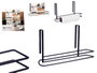Kinvara Support mural noir en métal pour rouleau de papier de cuisine 34 x 18 x 9 cm (Set de 8)