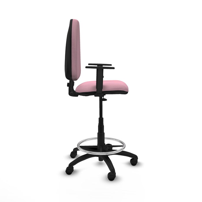 Tabouret Aýna taburete Contact permament de base Tissu Rose Structure polyamide noire Accoudoir 1D Sans appui-tête Roulettes en nylon 50 mm