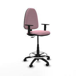 Tabouret Aýna taburete Contact permament de base Tissu Rose Structure polyamide noire Accoudoir 1D Sans appui-tête Roulettes en nylon 50 mm