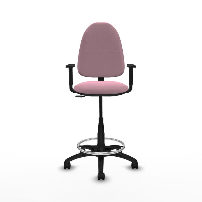 Tabouret Aýna taburete Contact permament de base Tissu Rose Structure polyamide noire Accoudoir 1D Sans appui-tête Roulettes en nylon 50 mm