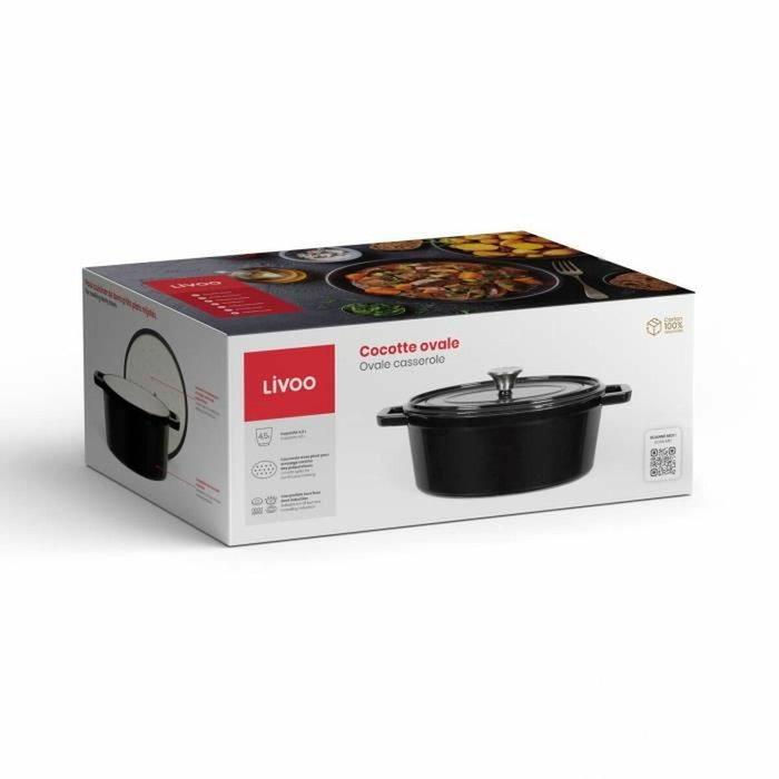 Livoo Cocotte ovale MEP129N 4,5 L en fonte émaillée noire Livoo Cocotte ovale MEP129N 4,5 L en fonte émaillée noire
