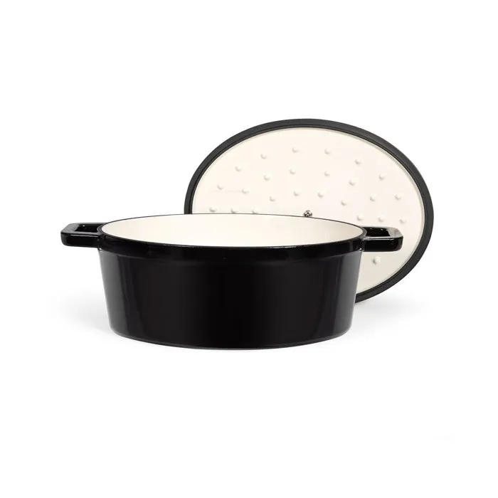 Livoo MEP129N Cocotte Ovale en Fonte Émaillée 4.5 L, Couvercle à Picots, Tous Feux 29 x 22 cm