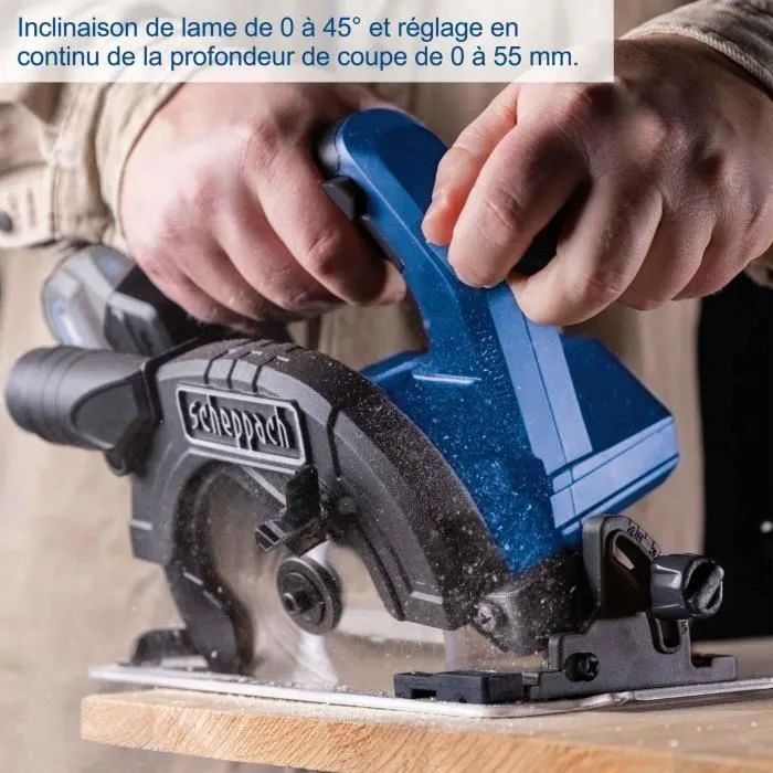 Scheppach Scie circulaire sans fil BC-CS165-X 20V, moteur brushless, lame 165 mm, coupe max 55 mm, sans batterie ni chargeur