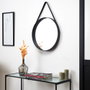 Home Deco Factory Miroir Rond avec Poignée Noire 51,5 cm