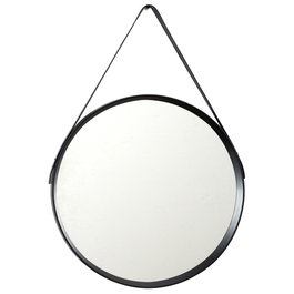 Home Deco Factory Miroir Rond avec Poignée Noire 51,5 cm