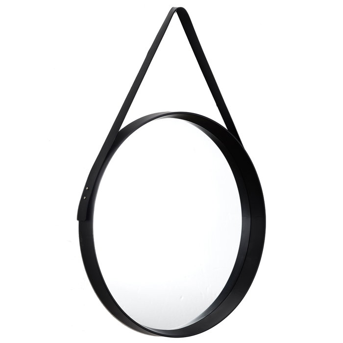 Home Deco Factory Miroir Rond avec Poignée Noire 51,5 cm
