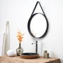 Home Deco Factory Miroir Rond avec Poignée Noire 51,5 cm