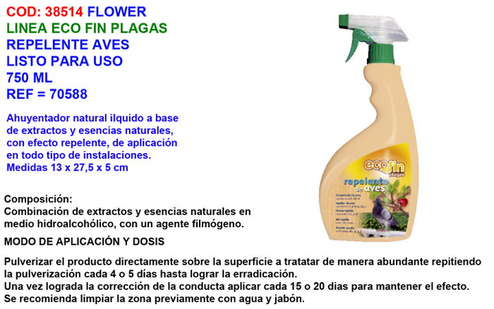 FLOWER FINSTOCK Répulsif pour oiseaux prêt à l'emploi 750 ml FLOWER FINSTOCK Répulsif pour oiseaux prêt à l'emploi 750 ml