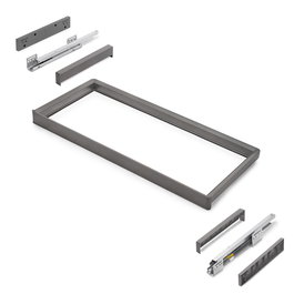 Emuca Rack avec glissières à extension totale et à fermeture douce pour accessoires d'armoire Quartz, 887-913mm, Aluminium et plastique, Titane