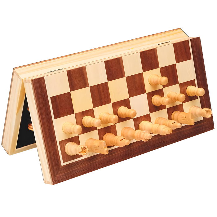 Deqube Jeu d'Échecs Artisanal en Bois FSC avec Plateau Marqueterie - Modèle D00343