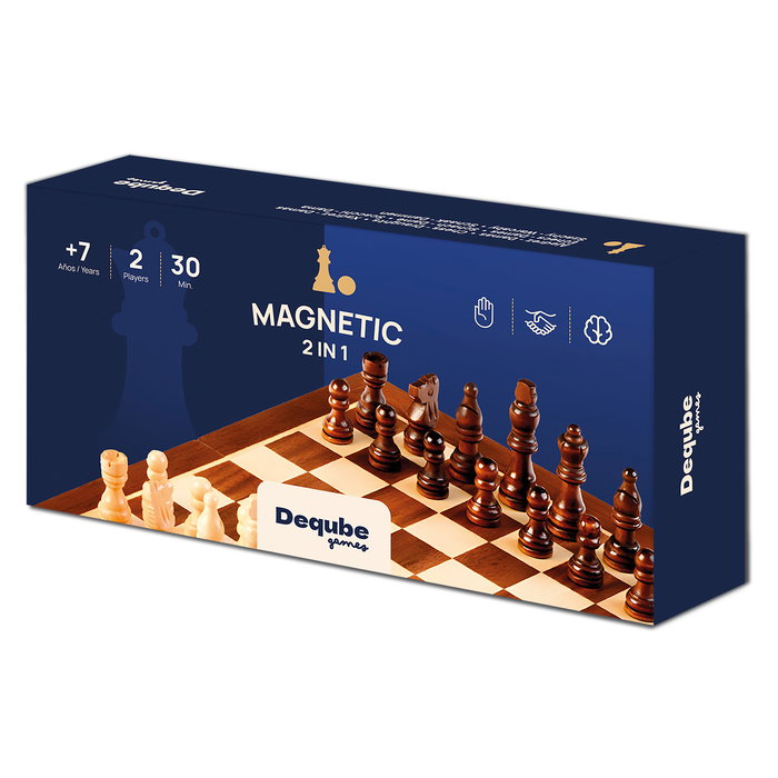 Deqube Jeu d'Échecs Artisanal en Bois FSC avec Plateau Marqueterie - Modèle D00343