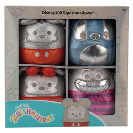 JAZWARES - Blister de 4 peluches Disney Squishmallows 12 cm - 100ème Anniversaire Disney